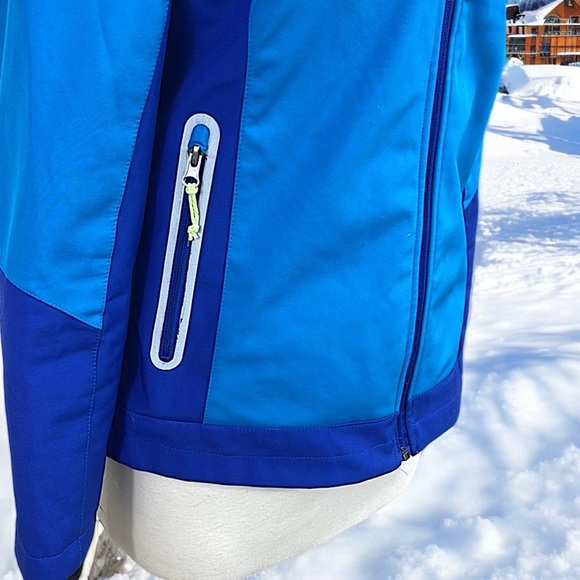 Free Country Blue/Teal Softshell Fleece-lined Hooded Jacket - Picture 4 of 16